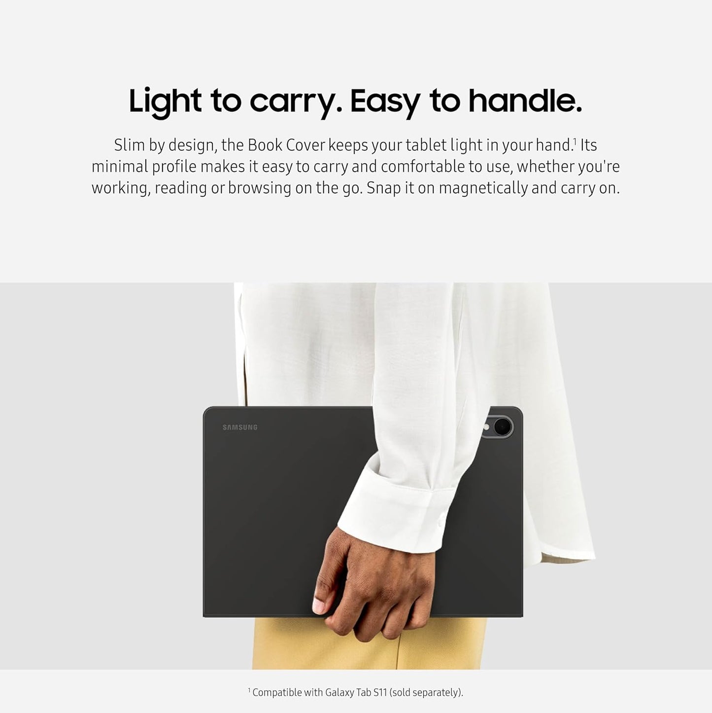 Samsung Galaxy Tab S11 Smart Book Cover Tablet Case, Minimalist Style, Slim and Sleek, Foldable Stand, US Version, White