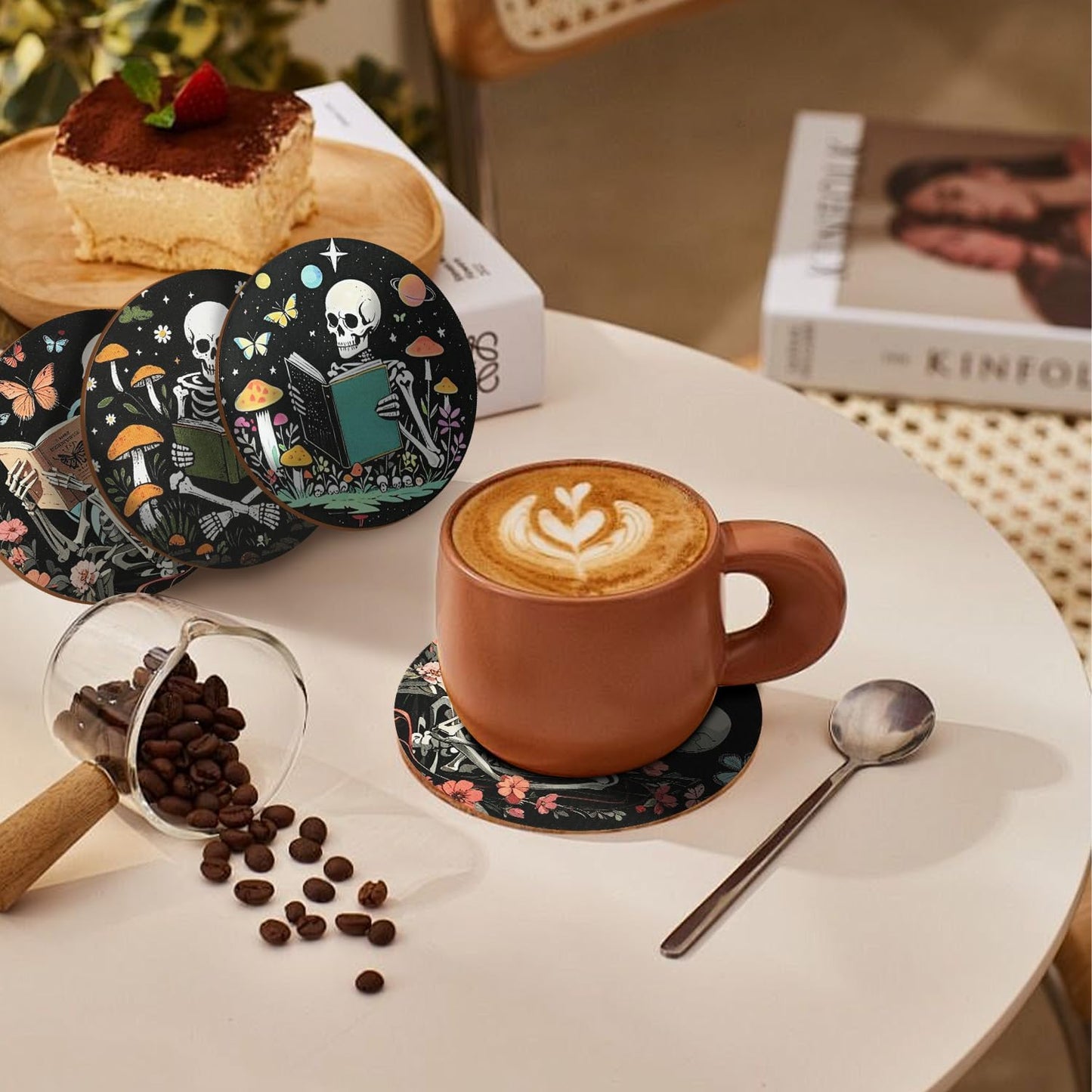 Book Club Gifts Bulk for Book Lovers,6 Pcs Book Theme Wooden Coaster for Mug Cup Tumbler,Library Decor,Cool Book Stuff for Bookworms Nerd Readers Friend Men Or Women