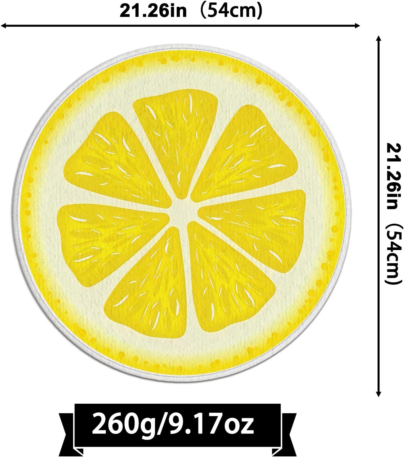 Lemon Bath Rug,Fresh Fruit Design Round Carpet Non-Slip Floor Mat,Soft Absorbent Shaped Area Rugs,Doormats Decor for Women Adults Bathroom Bedroom Bathtub,Summer Ideal Gifts,21.26x21.26in