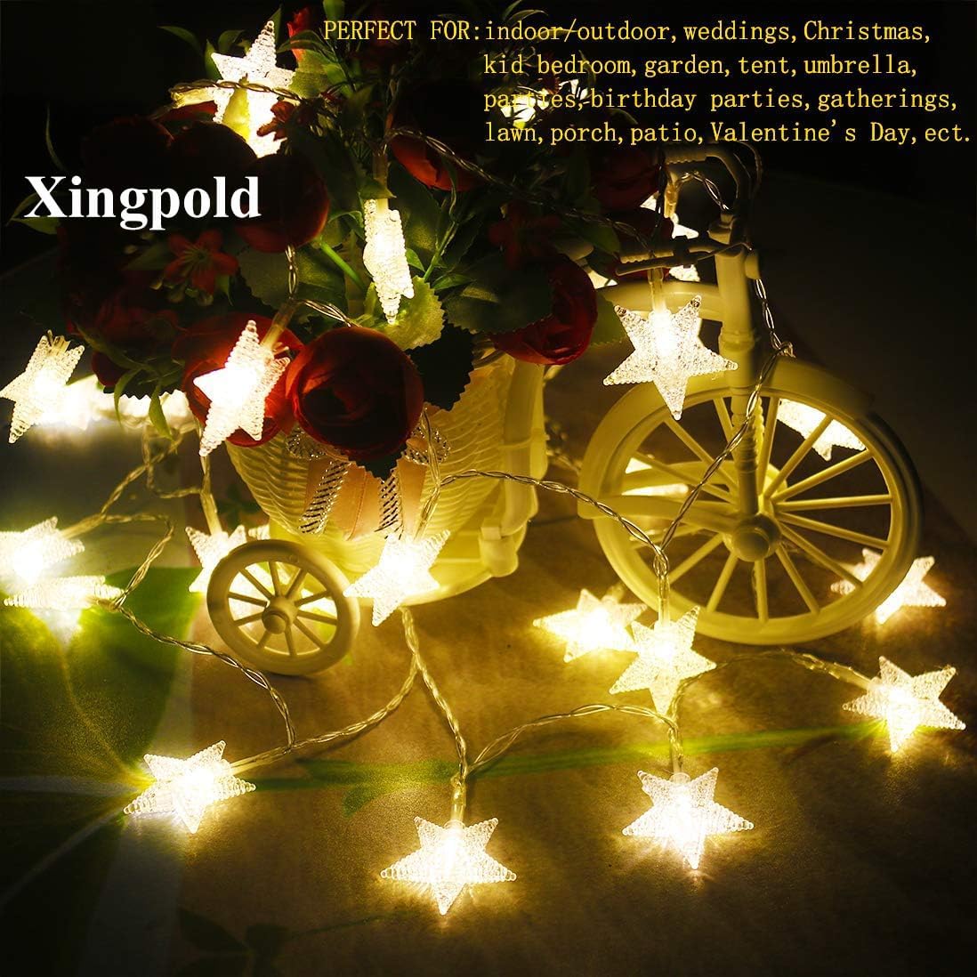Star String Lights,16.4 ft 50 LED 8 Modes Battery Operated String Lights with Remote & Timer Dimmable Twinkle Fairy Lights String for Kid Bedroom Tent Party Wedding Christmas Decor Warm White
