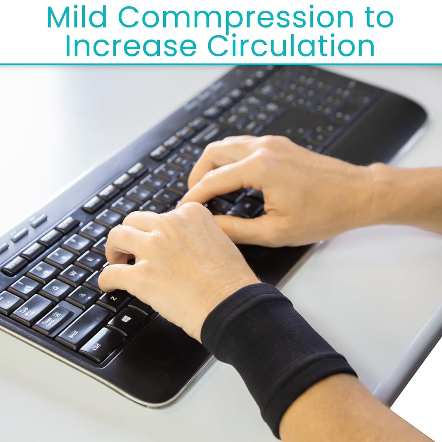 Vive Wrist Compression Sleeves for Women & Men (Pair) - Elastic Support Wristband for Pain Relief & Circulation - Wrist Support for Carpal Tunnel, Arthritis, Tendonitis - Great for Sports Injury