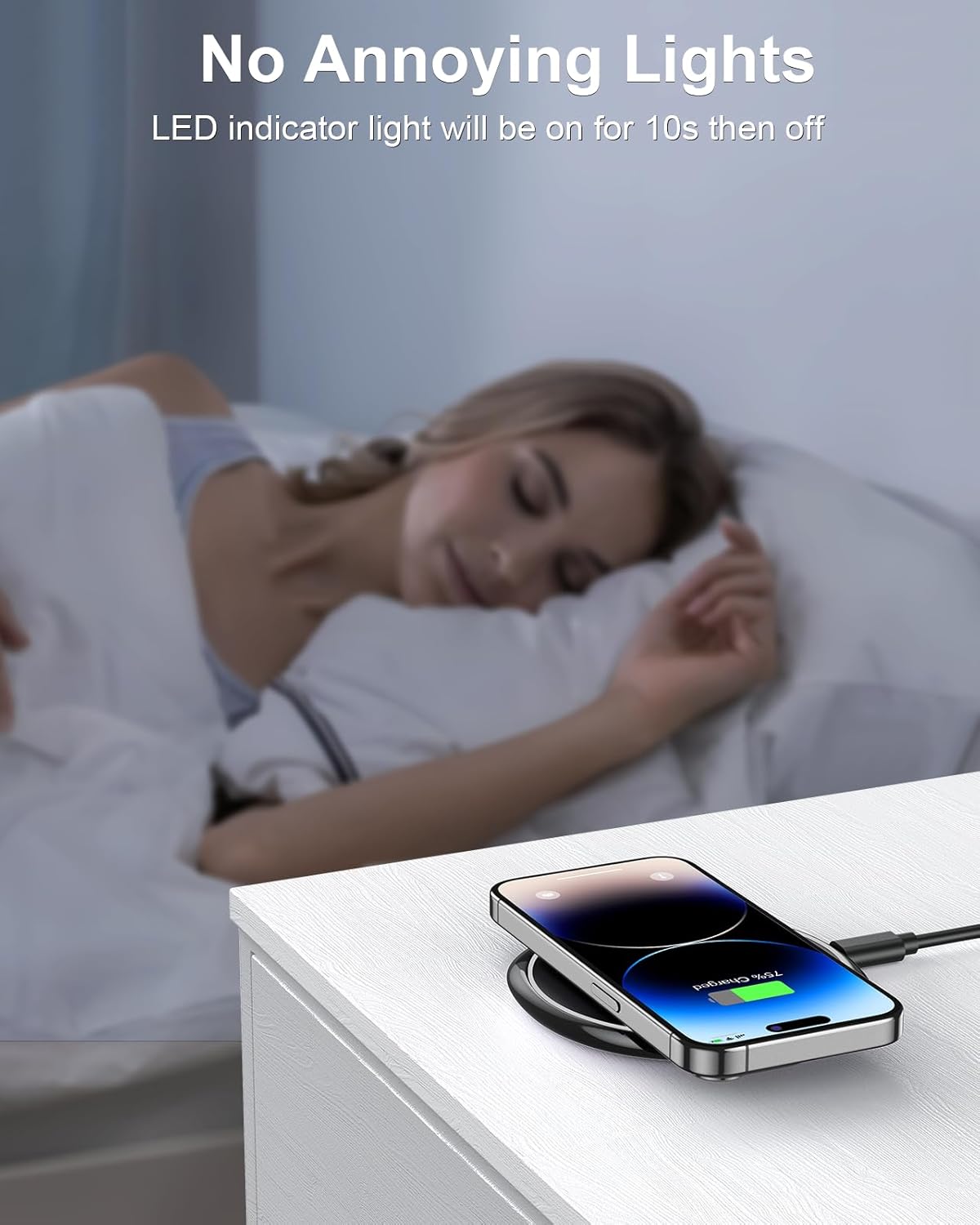 NANAMI 10W Max Wireless Charger Pad, Fast Charging Compatible with iPhone 17/16/15/14/13/12/11/SE Series, Samsung Galaxy S26/S25/S24/S23/S22/S21/S20, AirPods 2/3 - Adapter Required (Sold Separately)