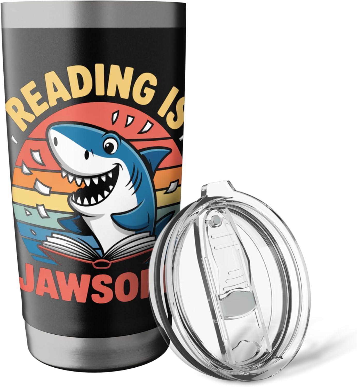 Reading Is Jawsome Shark reading Stainless Steel Insulated Tumbler