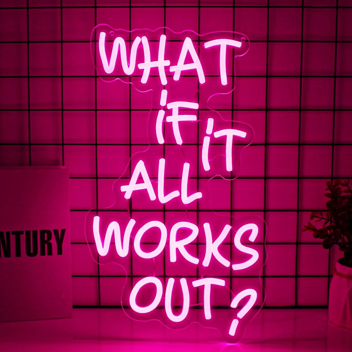 What If It All Works Out Neon Sign Led Neon Lights Neon Signs for Wall Decor Light Up Sign for Birthday Party Club Gift