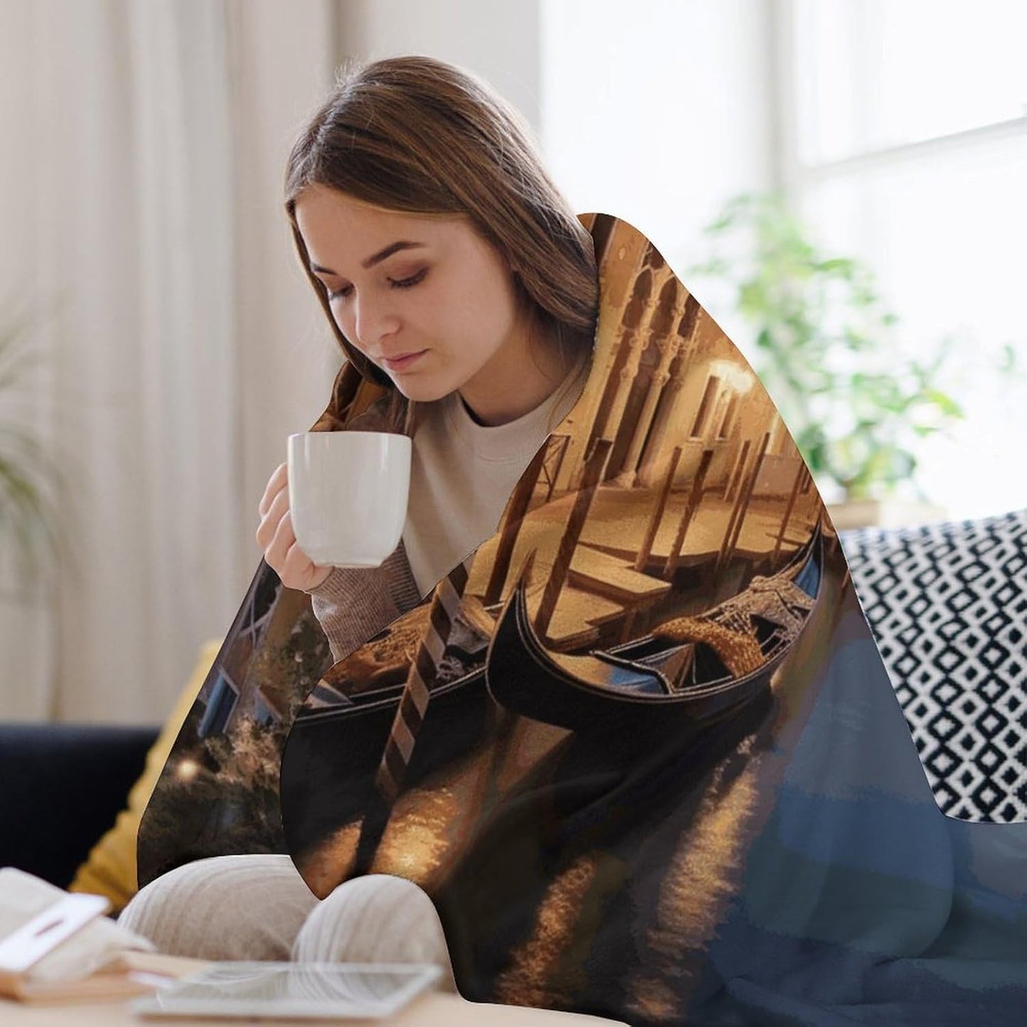 Beautiful Venice at Night Throw Blanket for Couch Super Soft Warm Lightweight Throw Blankets Cozy Flannel Thick Warm Blanket Decorative and Giftable Blankets Suitable for All Seasons