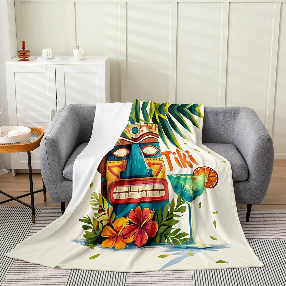 Erosebridal Hawaii Throw Blanket for Kids Boys Girls,Tropical Palm Fleece Flannel 30x40 inch,Tiki Bar Bed Blanket,Holiday Soft Warm for Baby,Pets,Leg Cover