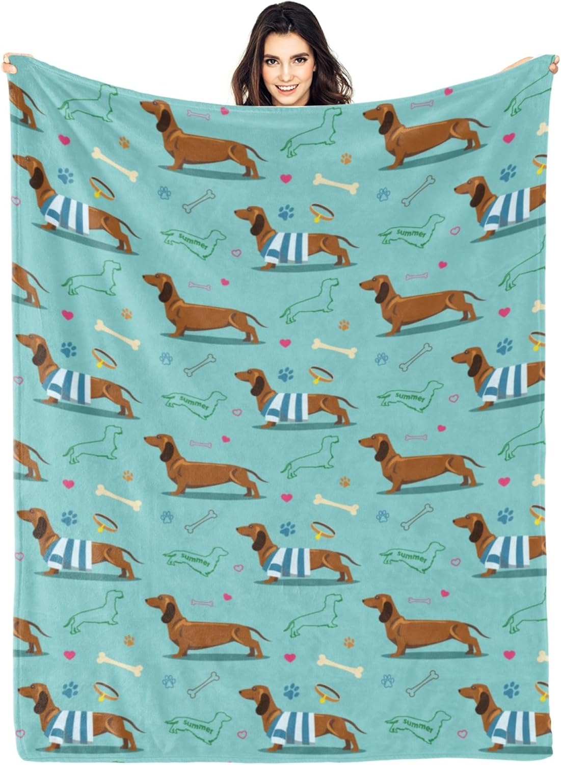 Dachshund Dog Blanket Gift Cute Animal Blanket Bed Throw Blanket Soft Lightweight Cozy Warm Blankets for Kids Teens Men Women (60"x50", Dachshund Dog)