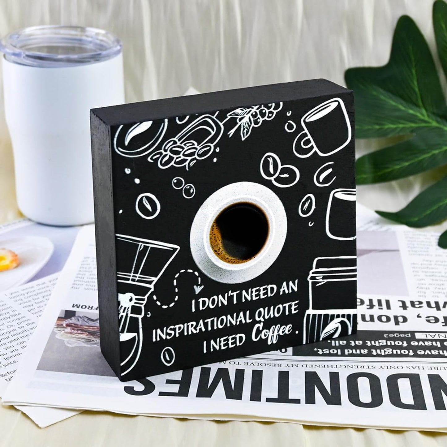 Funny Coffee Bar Accessories Sign Decor For Home Office Coffee Signs For Station Office Decoration Happy Hour Decorative Wooden Box Kitchen Decor