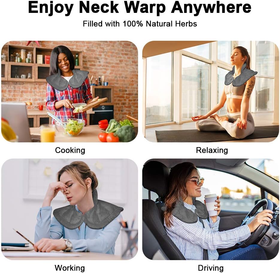 Microwavable Heated Neck Wrap Warmer and Shoulder Weighted Heating Pad Microwave for Hot and Cold Compress