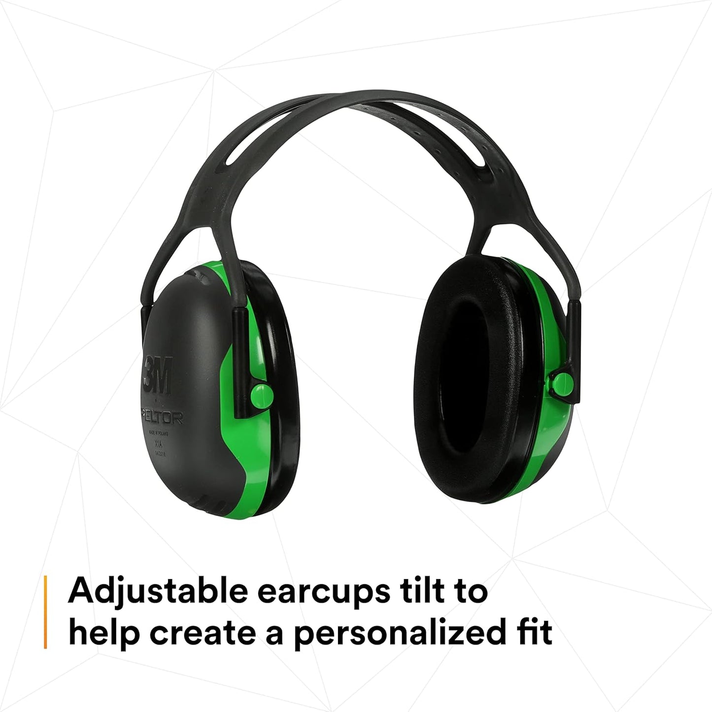 3M PELTOR Ear Muff Hearing Protection, Over-the-Head, X Series X1A, NRR 22 dB, Lightweight, 1 Pair, Construction, Manufacturing, Maintenance, Automotive, Woodworking, Green/Black