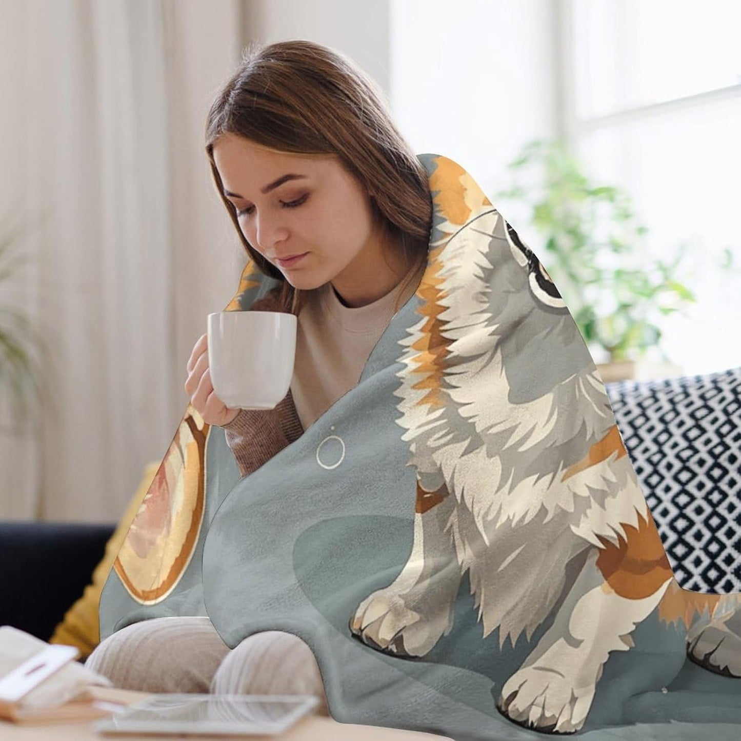 Corgi Pattern Corgi Pattern Blanket Super Soft Lightweight Throw Blanket Cute Cozy Warm Bed Blanket Decorative Fuzzy Blanket All-Season Home Decor Gift for Sofa Couch Living Room 60"*80"（150 * 200cm）