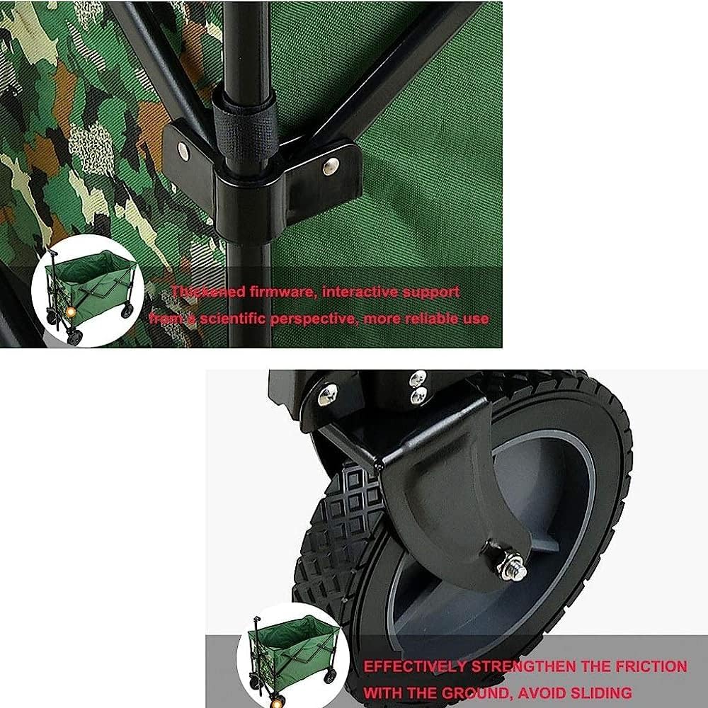 Handcart, Folding Portable Trolley Cart, Shopping Cart Heavy Duty Wagon, Cargo Carry Trolley with 4 Wheel for Outdoor/Camping/Fishing/Mall