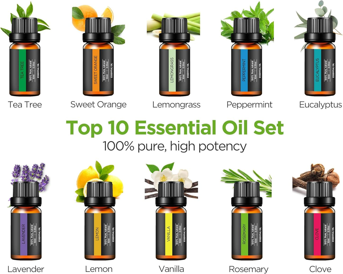 InnoGear Aromatherapy Diffuser & 10 Essential Oils Set, 400ml Diffuser Ultrasonic Diffuser Cool Mist Humidifier with 4 Timers 7 Colors Light Waterless Auto Off for Valentine's Gift, Dark Wood Grain