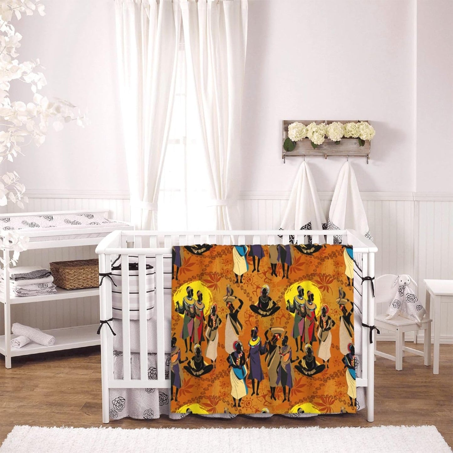 Black Women Fleece Throw Blanket Ultra Soft Cozy Ethnic African American Decorative Flannel Blanket for Home Bed Couch Chair Travel 60x50in