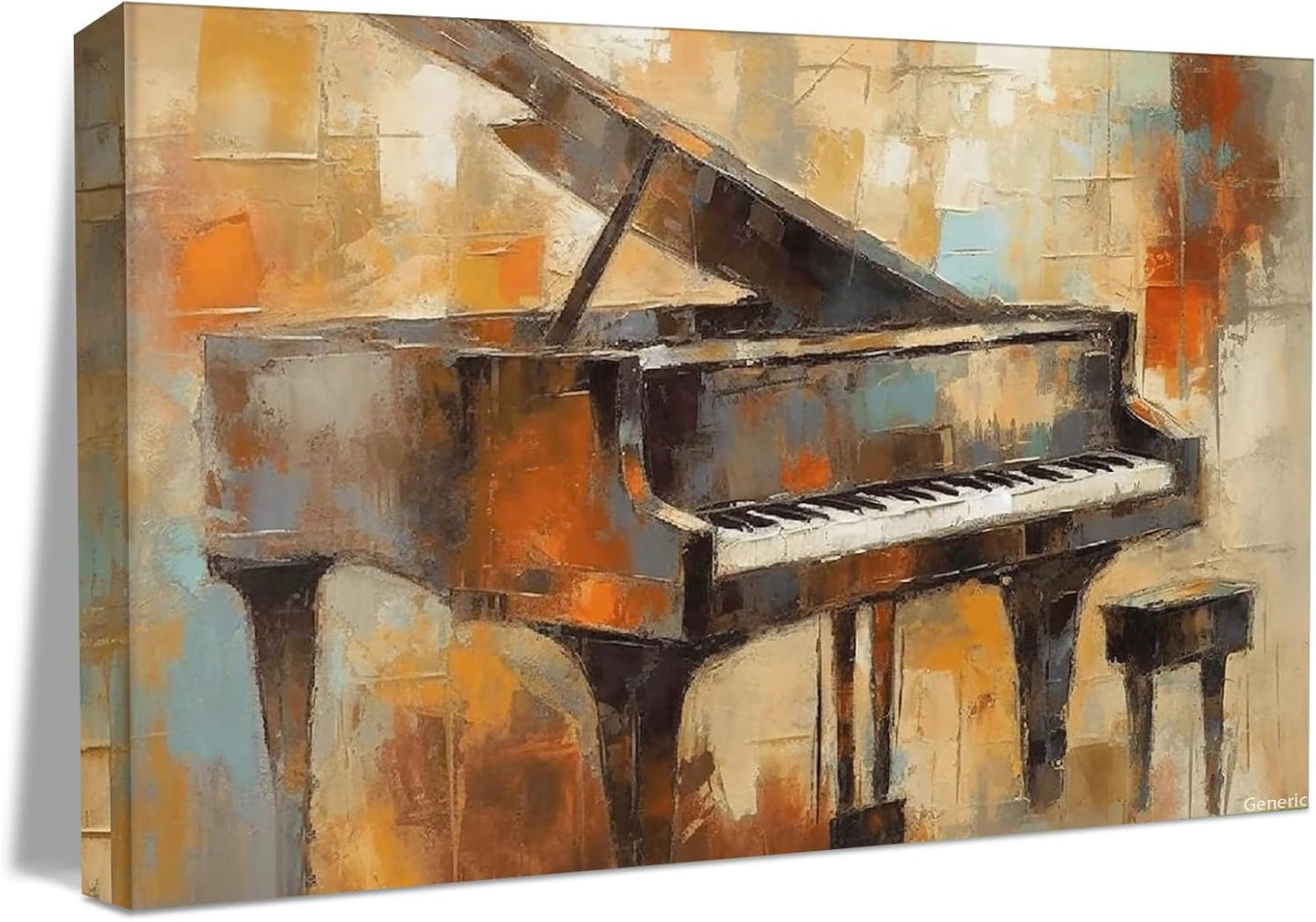 Piano Abstract Wall Art, Music Piano Wall Art, Music Framed Poster, Modern Art for Living Room Bedroom Ready to Hang Framed, 8x10inch