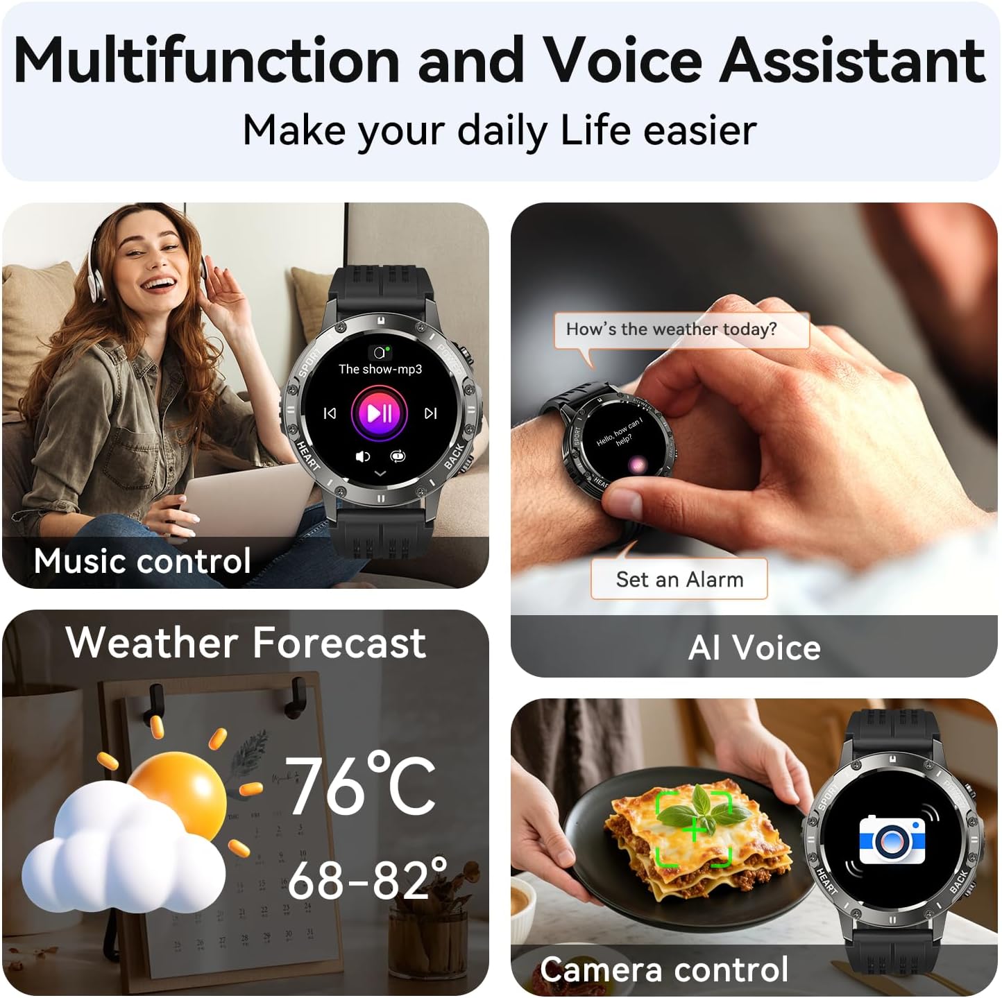 zhizhi Smart Watch for Men Fitness Tracker: Smart Watches for Android Phones iPhone Bluetooth Waterproof Make Answer Call Digital Mens Watches Heart Rate Monitor Running Smartwatch Samsung Compatible