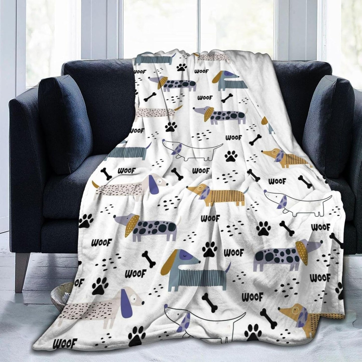 Cute Dachshund Blanket Soft Dachshund Throw Blanket Flannel Plush Bedding Blankets for Kids Adults Travel Gifts 50"X40"