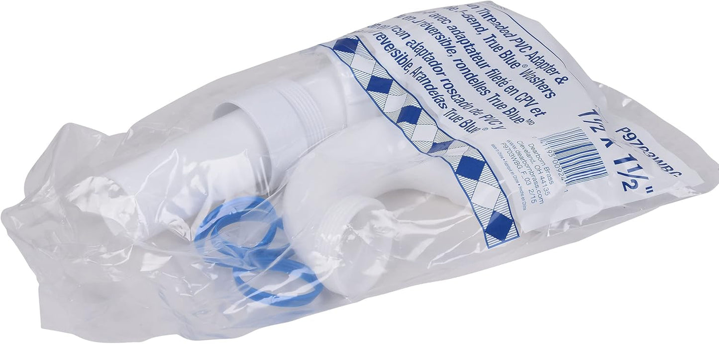 Dearborn P9703WBG 1-1/2" P-Trap with Threaded PVC Adapter, and Reversible J-Bend, Bagged w/ True Blue Washer