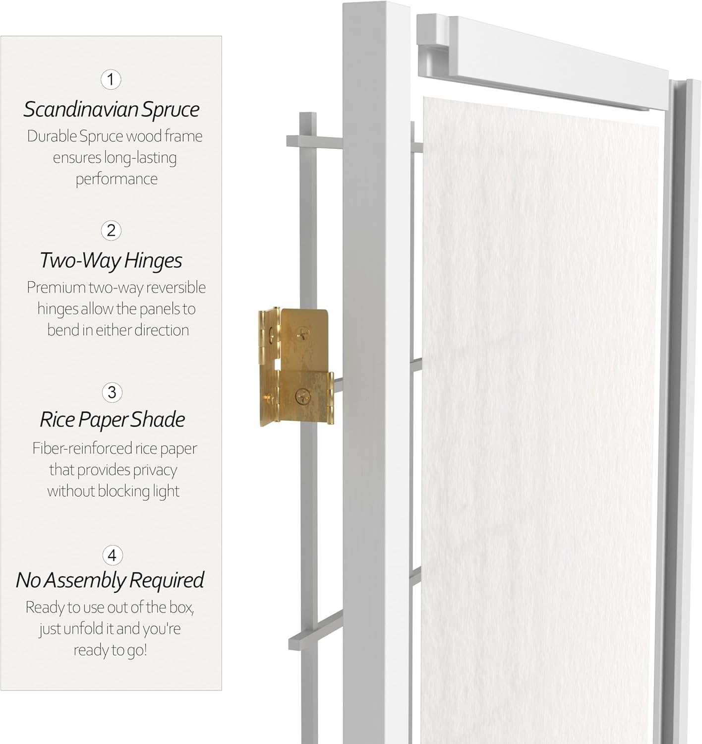 3 ft. Short Window Pane Shoji Screen - White - 4 Panels