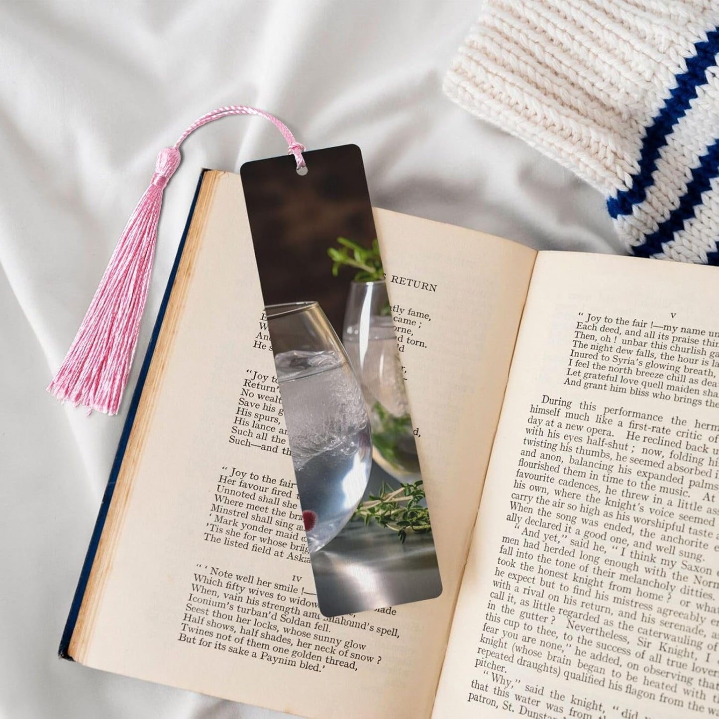 Pair It with Bold Drinks Bookmarks Gifts for Women Men, Wooden Bookmarks for Book Lovers, Vintage Book Marks Ornaments with Tassel, Unique Personalized Reading Page Markers Pink