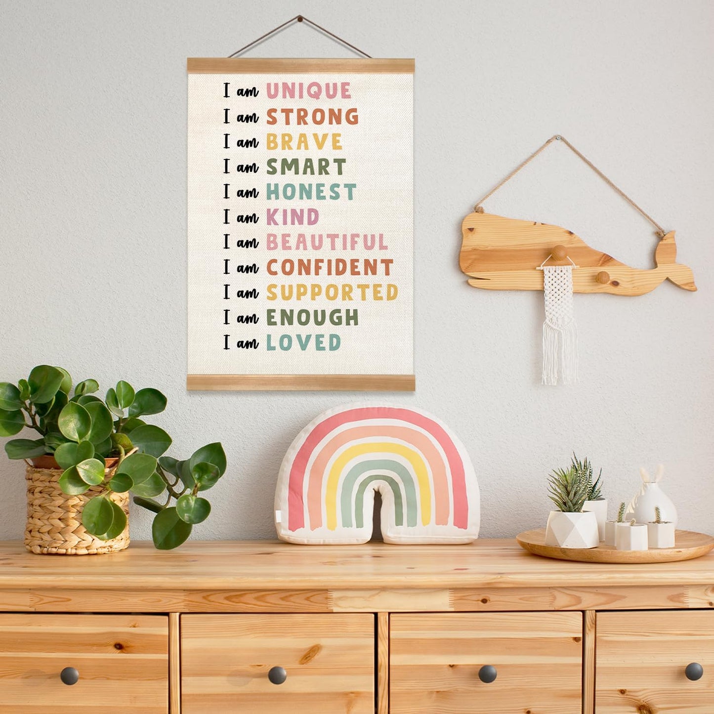 ZTGDA I Am Kind, I Am Brave Wall Art Poster, Inspirational Positive Quotes Linen Canvas Wall Hanging Decor for Classroom,Nursery,Playroom,Bedroom, Toddler Room,or Encourage Gifts(I am king-4)