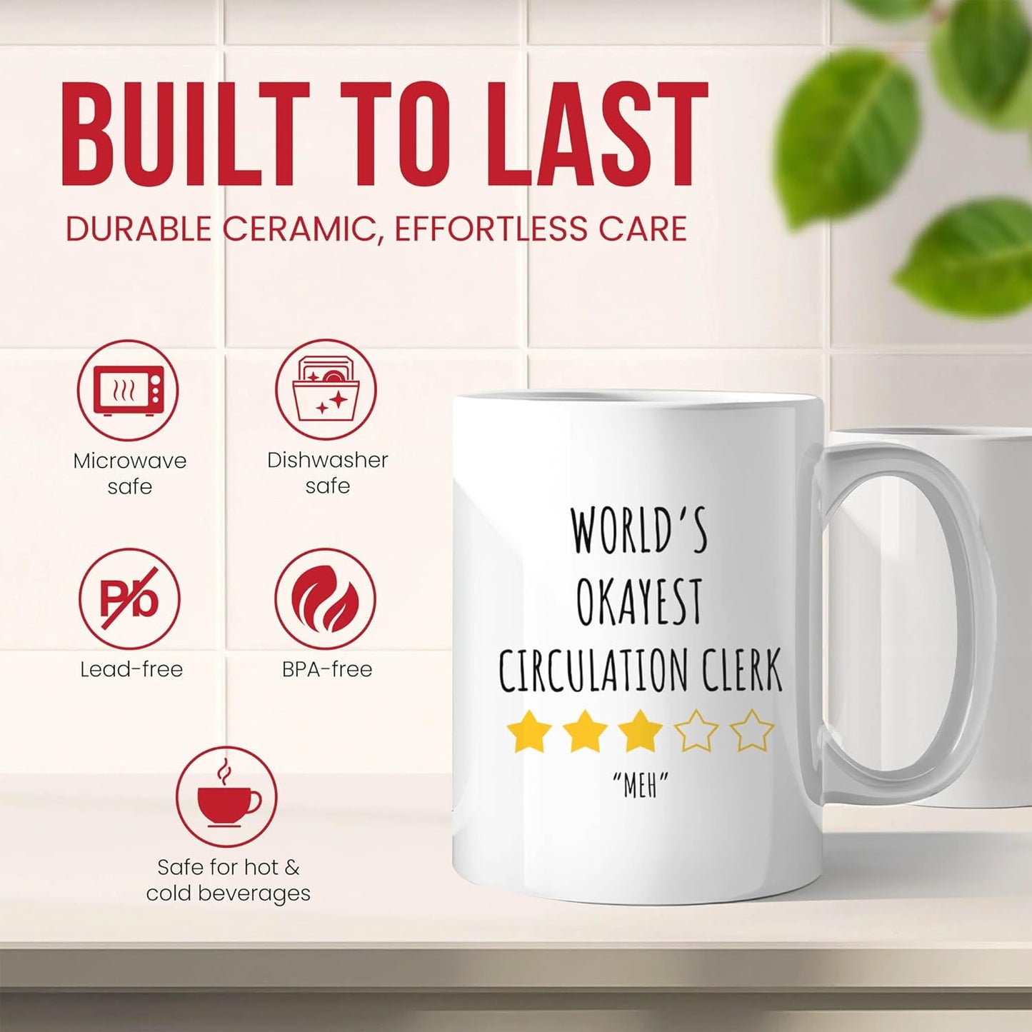 Okayest Circulation Clerk Mug - Library Coffee Cup - Book Lover Funny Gift From - Reading Enthusiast Tea Mugs - Assistant Cups - 11 Oz Ceramic Gifts For Bookworms, Birthday, Him, Her, Christmas
