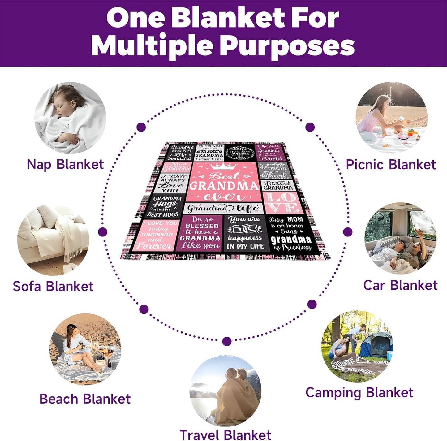 Funny Grandma Birthday Gifts, to My Grandmother Throw Blanket 80" x 60", Gift for Grandmas from Grandkids, Grandmas Gifts for Christmas Mothers Day, Super Soft Blanket for Grandmother