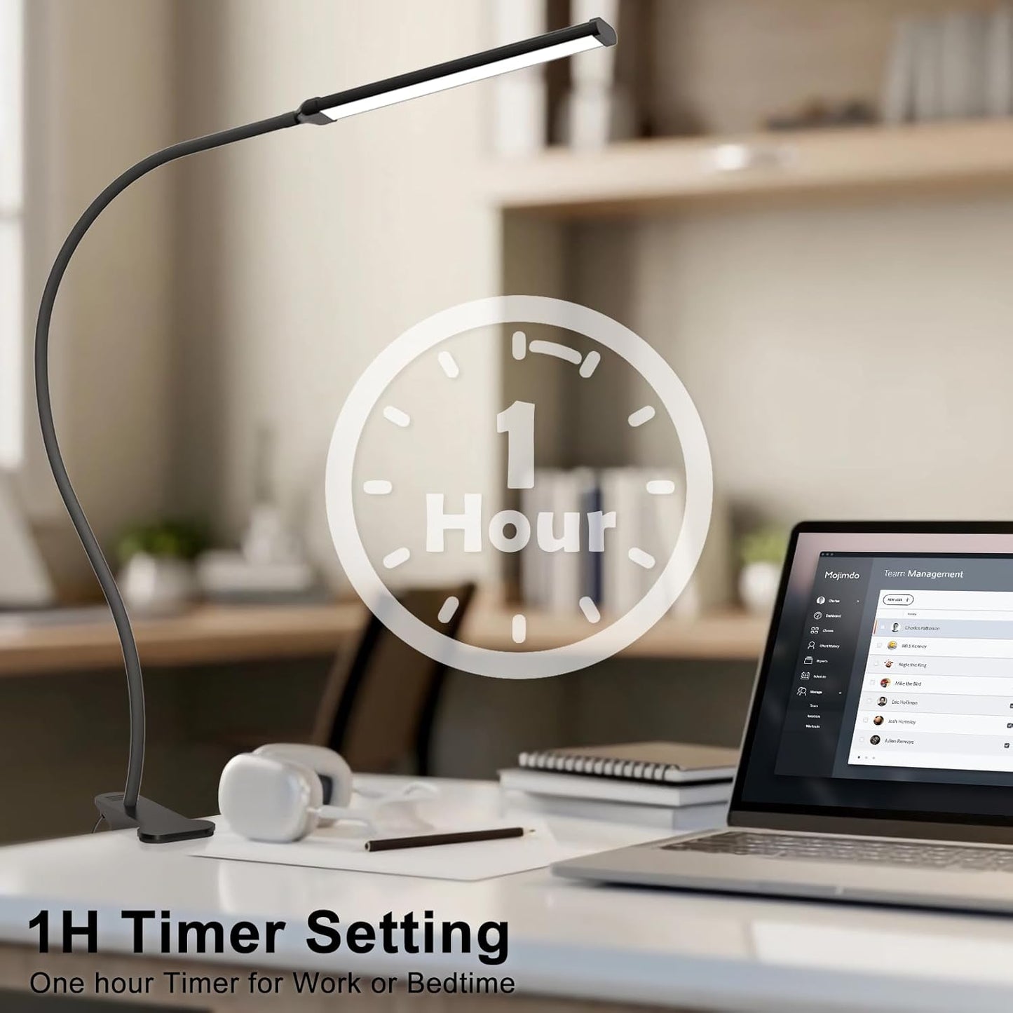 Desk Lamp with Remote, 3 Color & 5 Brightness & 77LED Dimmable Reading Lamp, 27.6'' Flexible Gooseneck Clamp Lamp, Eye-Caring Clip on Light with Adapter for Reading Study Workbench Drafting