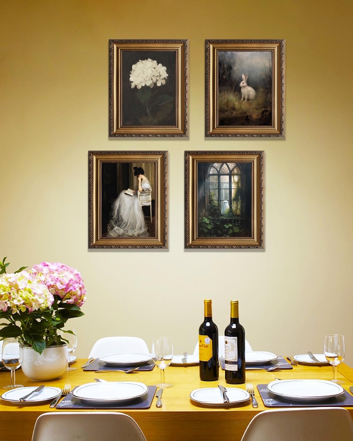 KBKBART Gold Framed Wall Art Canvas Print Home Decor for Living Room Women Reading Pictures for Bedroom Bathroom Wall Decor Women Portrait Art Wall Painting Vintage Art Prints Room Wall Decor 9x12Inch
