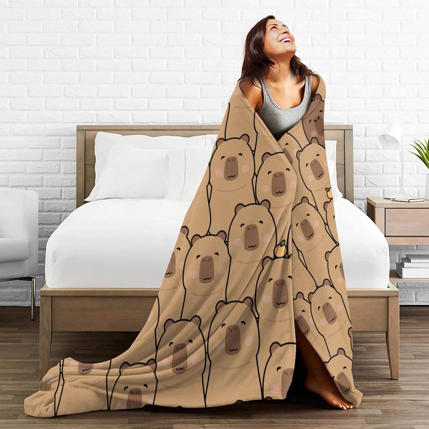 Capybara Blanket Throw Blanket Flannel Lightweight Soft Plush Fuzzy Blankets for Bed Sofa Couch Livingroom Chair Car Travel Pet 50"x40"