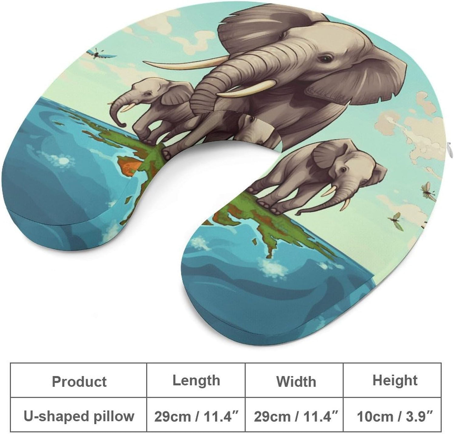 Elephants Neck Pillow Memory Foam U Shaped Pillows Portable Pillows for Shoulder Travel Head Support Pillow with Concealed Zipper for Airplane Car Home Office