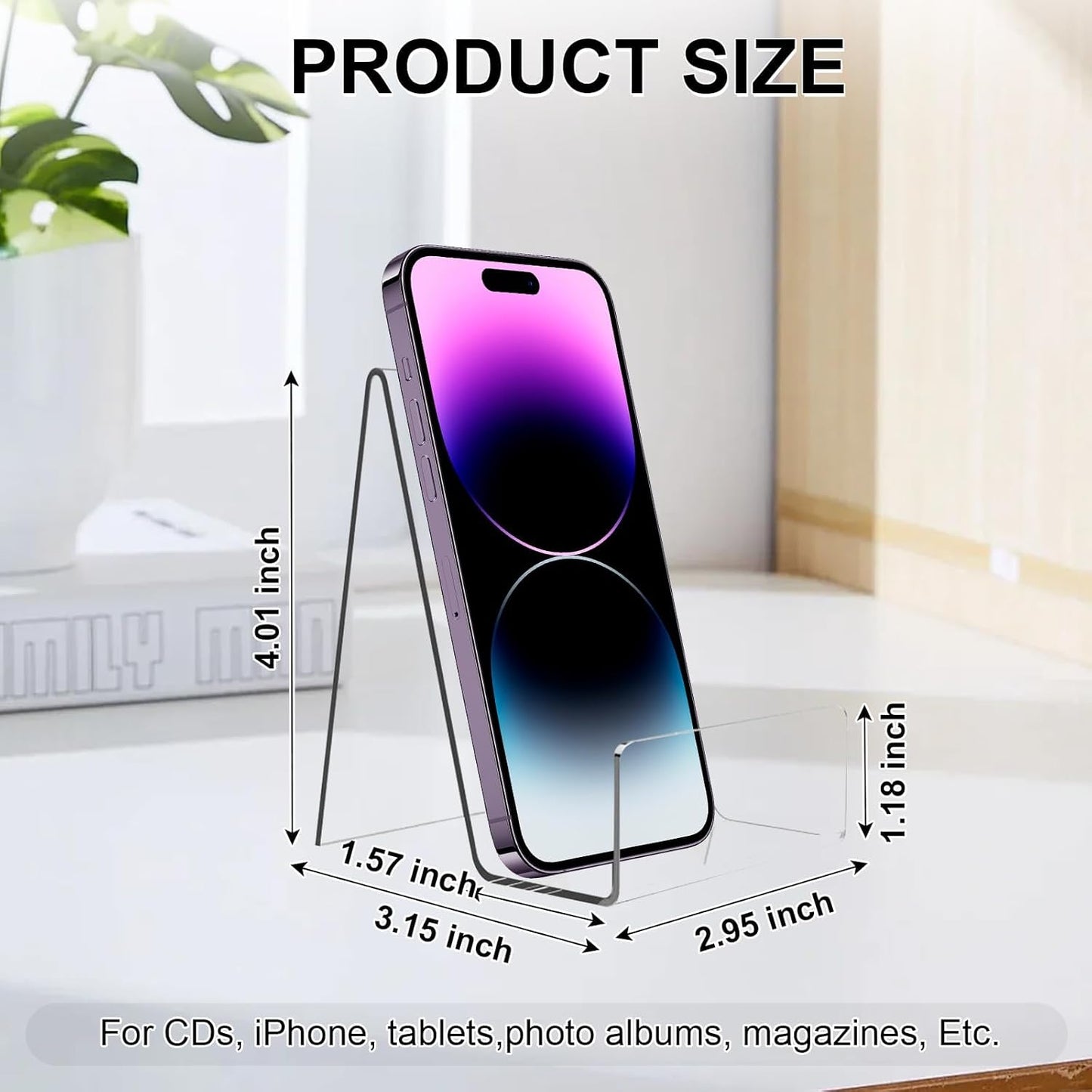 20 Pcs Acrylic Book Display Stand 4''×3'' Clear Acrylic Easel for Display Stand with Ledge Tablet Holder Tablet Holder for Displaying Pictures, Books, Albums, Notebooks, CDs, Artworks