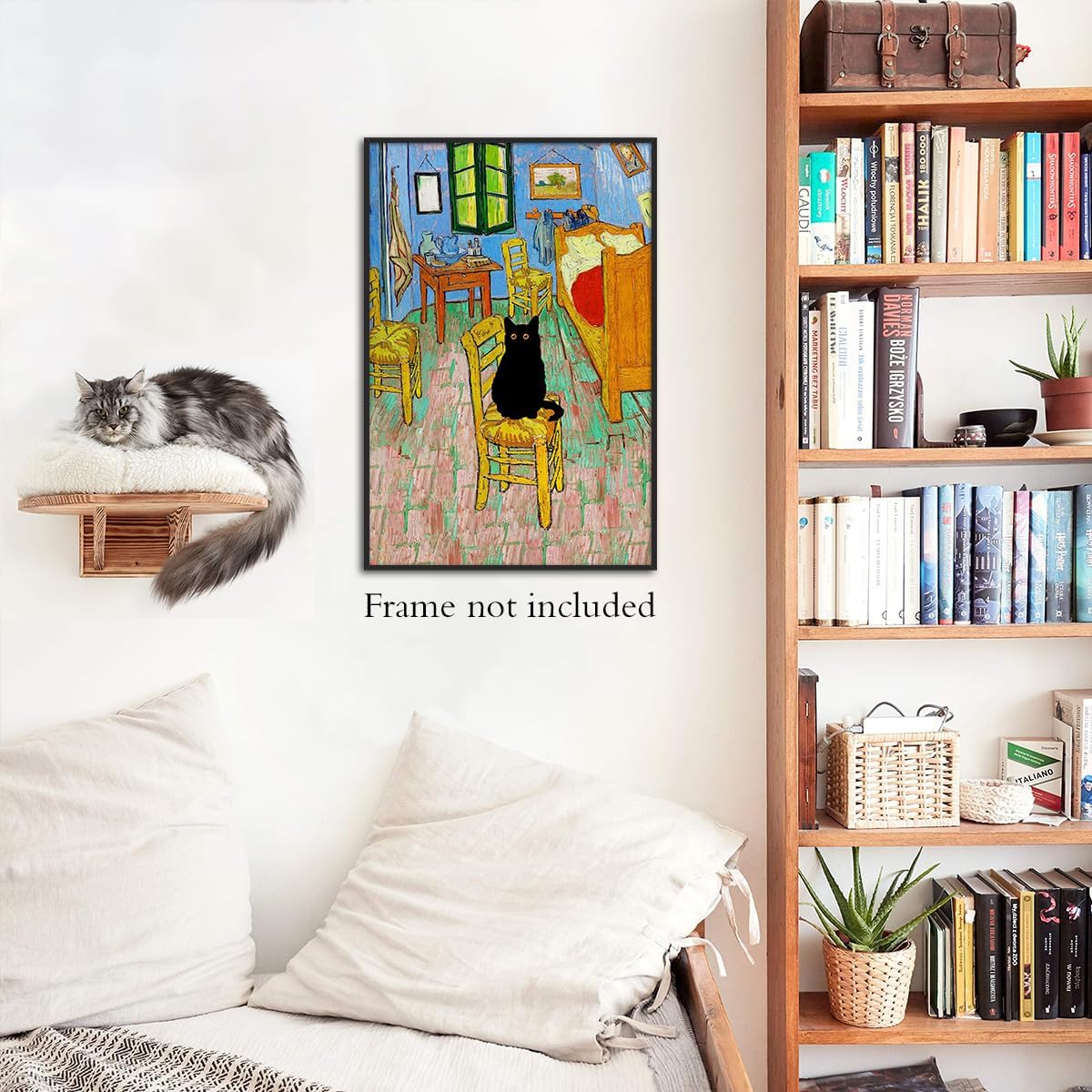 XMJJQQ Retro Vincent Van Gogh Canvas Wall Art Famous Prints Painting Bedroom in Arles Funny Black Cat Aesthetic Poster Rustic Cottagecore Farmhouse Gallery Wall Decor for Bedroom 12x16in Unframed