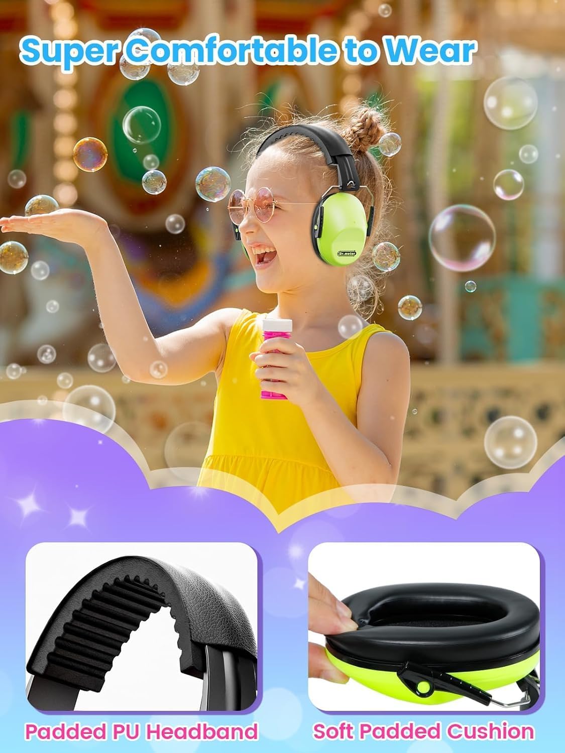 Ear Muffs for Noise Reduction: 27.4SNR Noise Cancelling Headphones for Kids Adults, EM100 Adjustable Classroom Hearing Protection Earmuffs for Monster Jam, Concerts, Fireworks, Autism Sensory