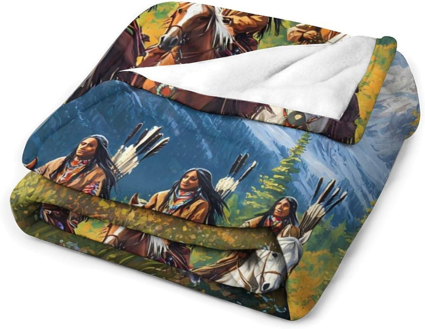 Native USA Tribal Indian Throw Blanket for Couch Bed Plush Cozy Fuzzy Flannel Blanket for All Season 40"x50"