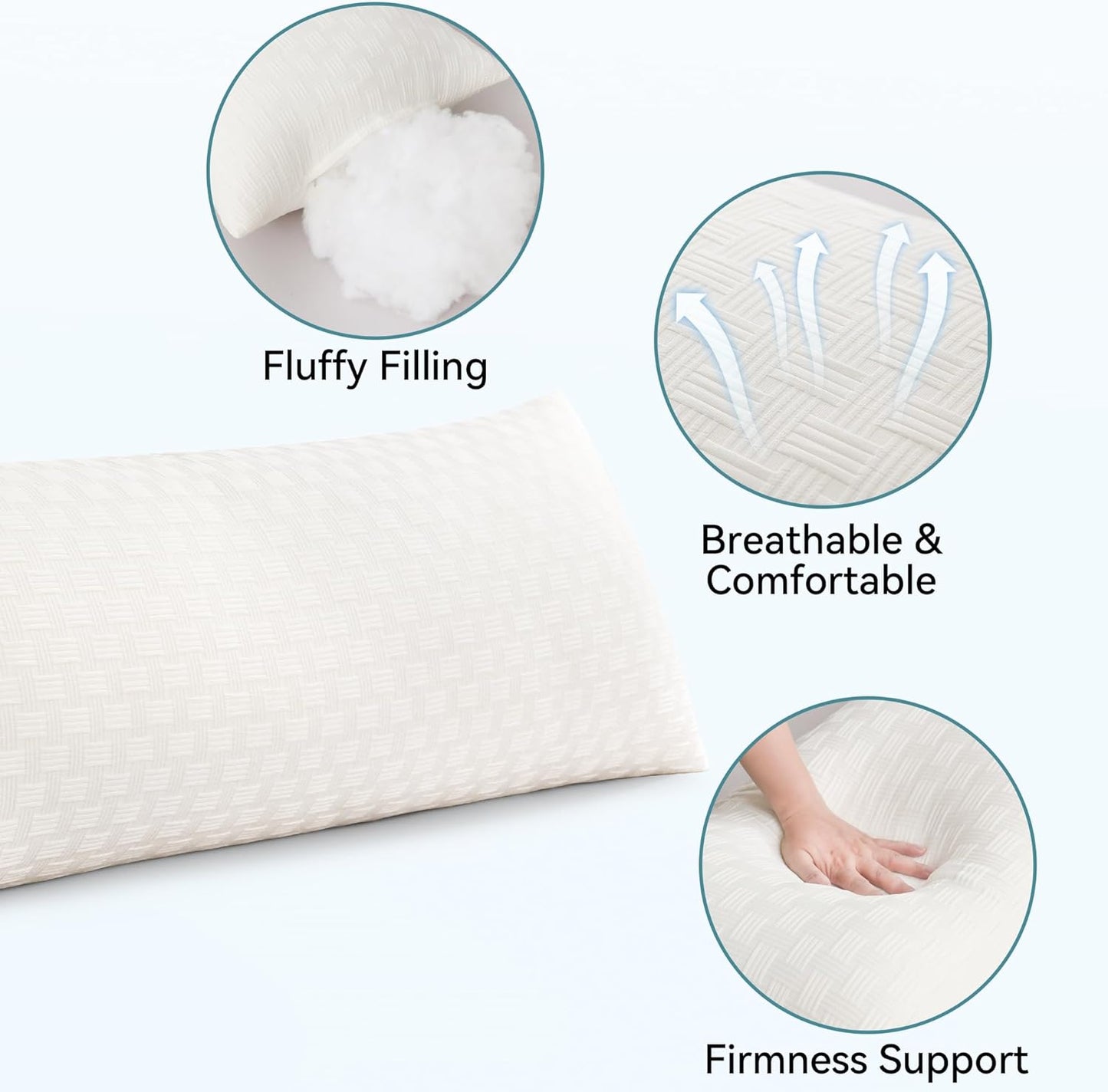 Oubonun Full Body Pillow for Adults, Soft and Fluffy Large Body Pillow for Sleeping, Premium Long Bed Pillow for Side Sleepers(21 X 54,Cream)