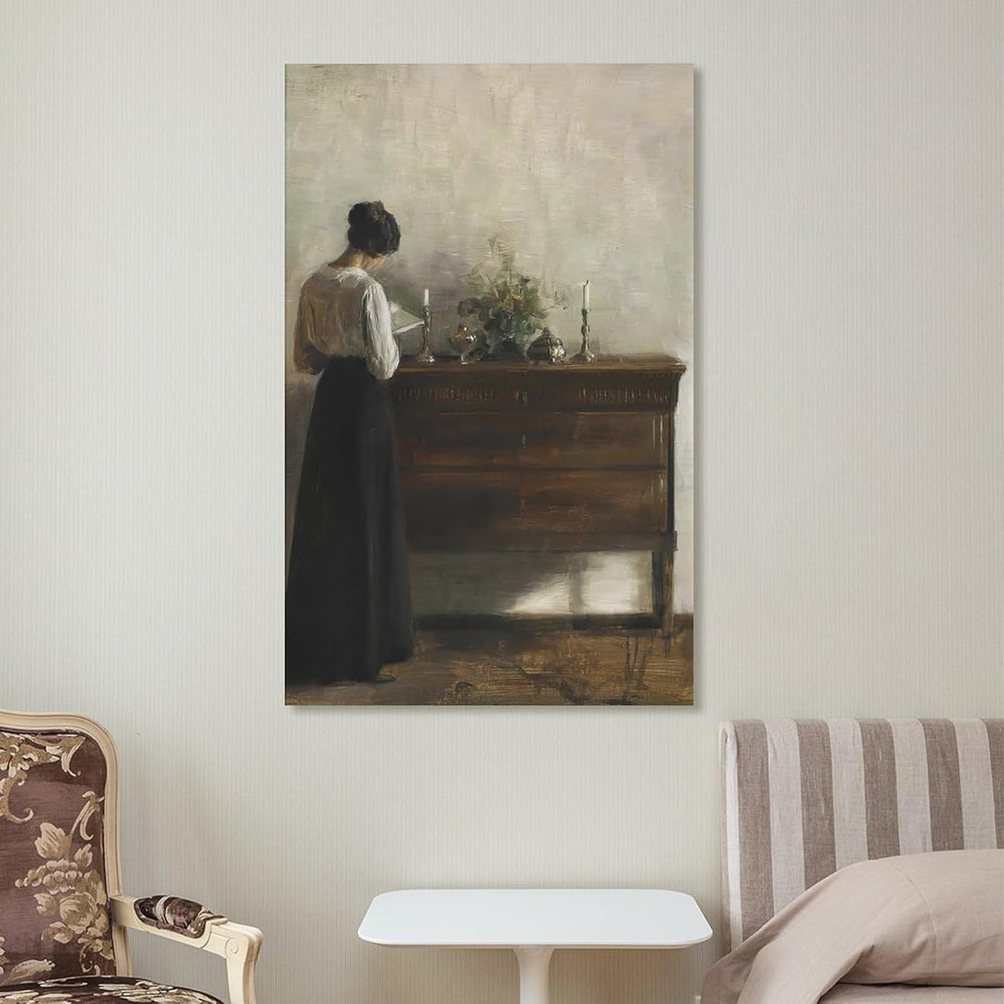 Vintage Danish Canvas Wall Art Famous Artwork Woman Reading Portrait Oil Painting Dark Academia Aesthetic Print 19th Century Antique Poster Retro Gallery Bedroom Decorstyle 12x18inch(30x45cm)