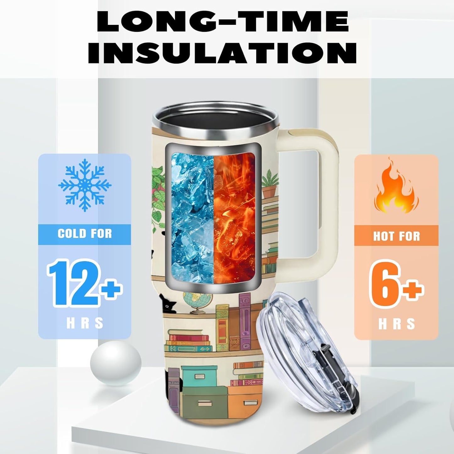Book Lover Gifts For Women, Cats Tumbler 30 Oz, Gifts For Readers, Birthday Christmas Graduation Gift For Women Mom Sister Best Friends, Travel Coffee Insulated Cup