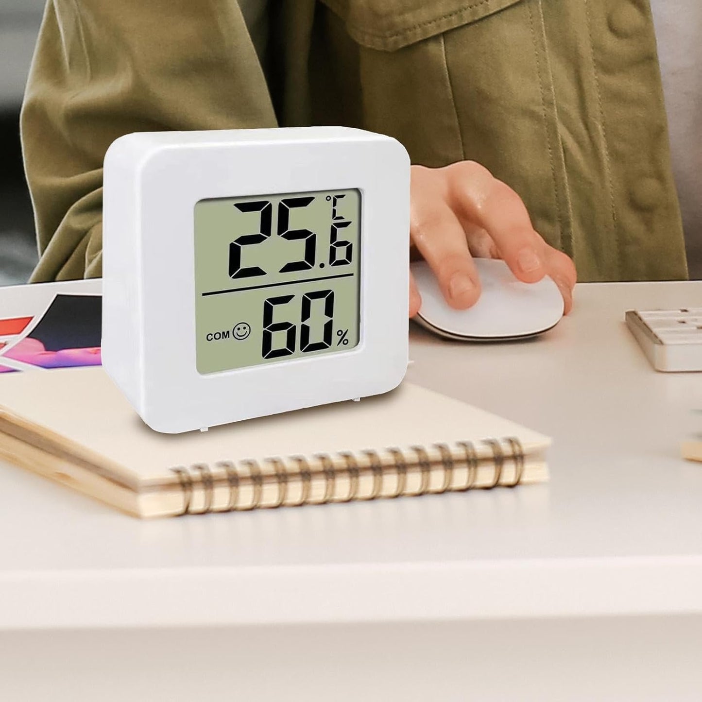 Portable Digital Temperature Humidity Gauge, Indoor Hygrometer Meter, LCD Thermometer with Accurate Sensor, Compact Home Humid Monitor, Indoor Climate Tracker for Room Office Bedroom