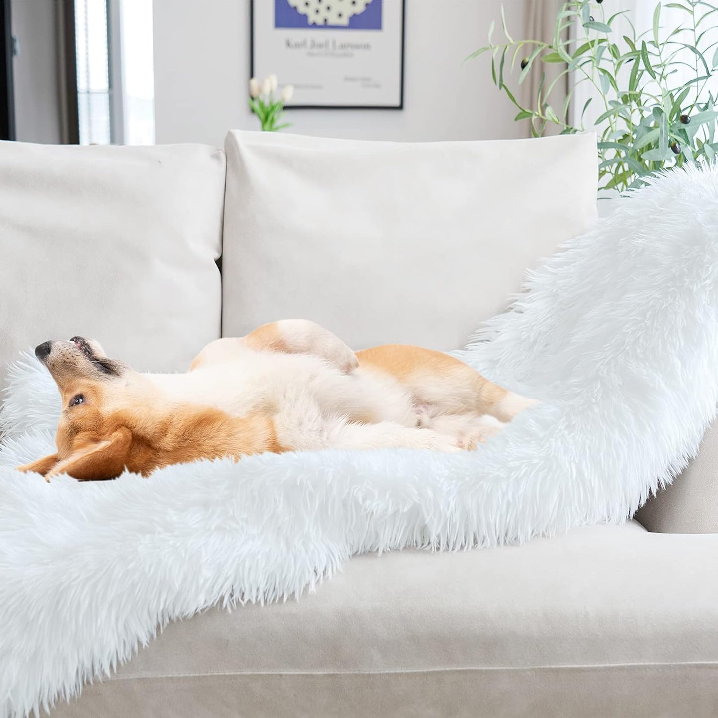 JONIYEAR Extra 2.8" Long Hair Fluffy Faux Fur Throw Blanket 50" x 60", Luxury Soft Decorative Fuzzy Furry Blankets for Couch, Cozy Plush Shaggy Blankets for Sofa Bed,Cute Lovely Blanket for Pet, White