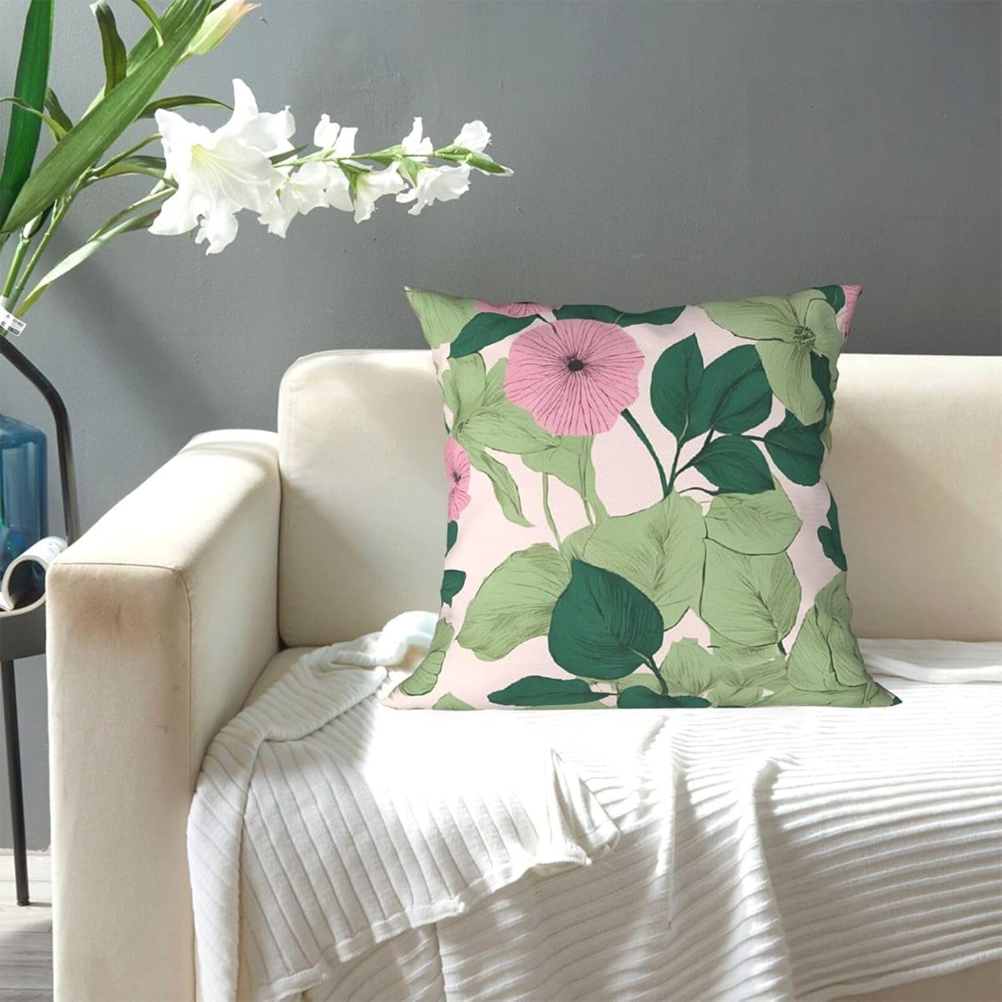 All-Season Square Pillow Covers 18"X18", Black Lily Pads, Decorative Throw Pillow Covers for Sofa Bed Couch, Hidden Zipper Cushion Cover, Square Lumbar & Accent Pillowcases for Home Decor