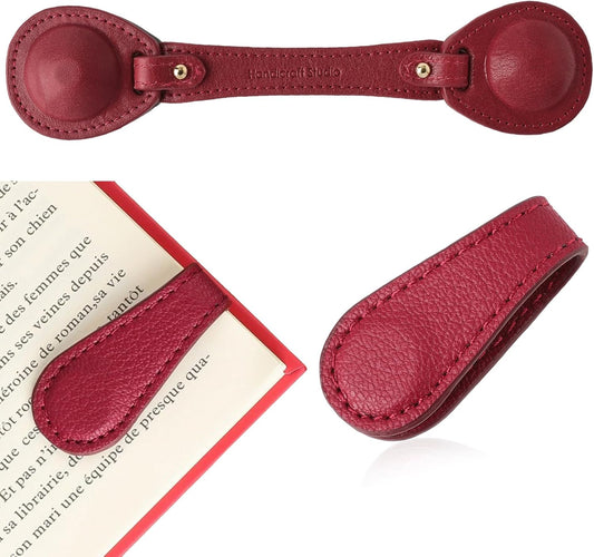 Leather Weighted Bookmarks Page Holder for Women Men, Magnetic Bookmarks for Reading, Book Accessories Gift for Book Lovers Teachers Writers Authors Poets (Wine)