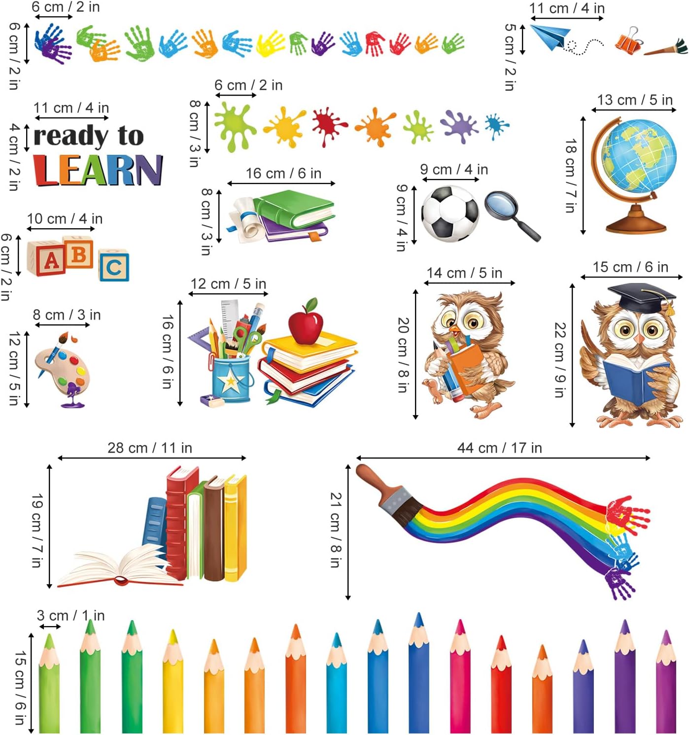 Decalmile Inspirational Quotes Kids Reading Books Rainbow Window Decals Anti-Collision School Classroom Glass Door Stickers