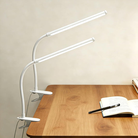 Set of 2 LED Desk Lamp with Clamp for Office Home, Clip on Desk Light Bar with 360 Adjustable Neck, Monitor Light Bar for Drawing Desk, Work from Home Reading Light for Night Stands