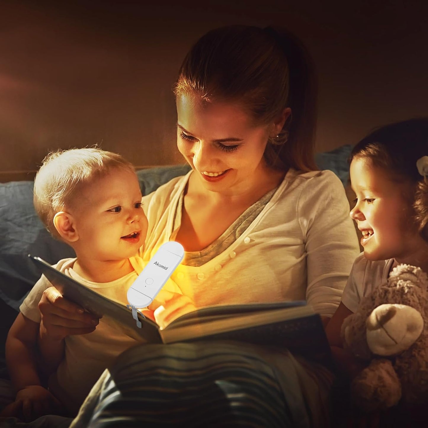 Book Light USB Rechargeable Clip on Reading Light, Eye-Cared Amber Light Mode Book Light for Reading in Bed Kids, 8 LEDs Bookmark Portable Stepless Dimming, White