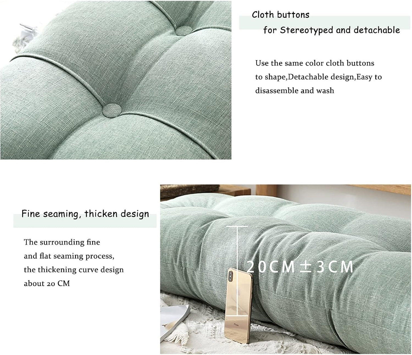 Large Rectangular Headboard Pillow,Bed Rest Positioning Long Support Pillow for Reading,Perfect Bolster Lumbar Cushion for Day Bed & Bunk Bed,Wedge Headboard Pillow with Removable Cover