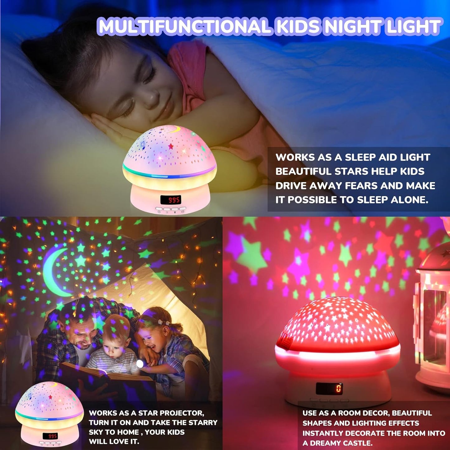 MINGKIDS Toys for 3-8 Year Old Girls Boys,Star Night Light Projector with Hard Projection Cover, Timer&Rotation,2-9 Year Olds Kids Chritsmas Birthday Gifts