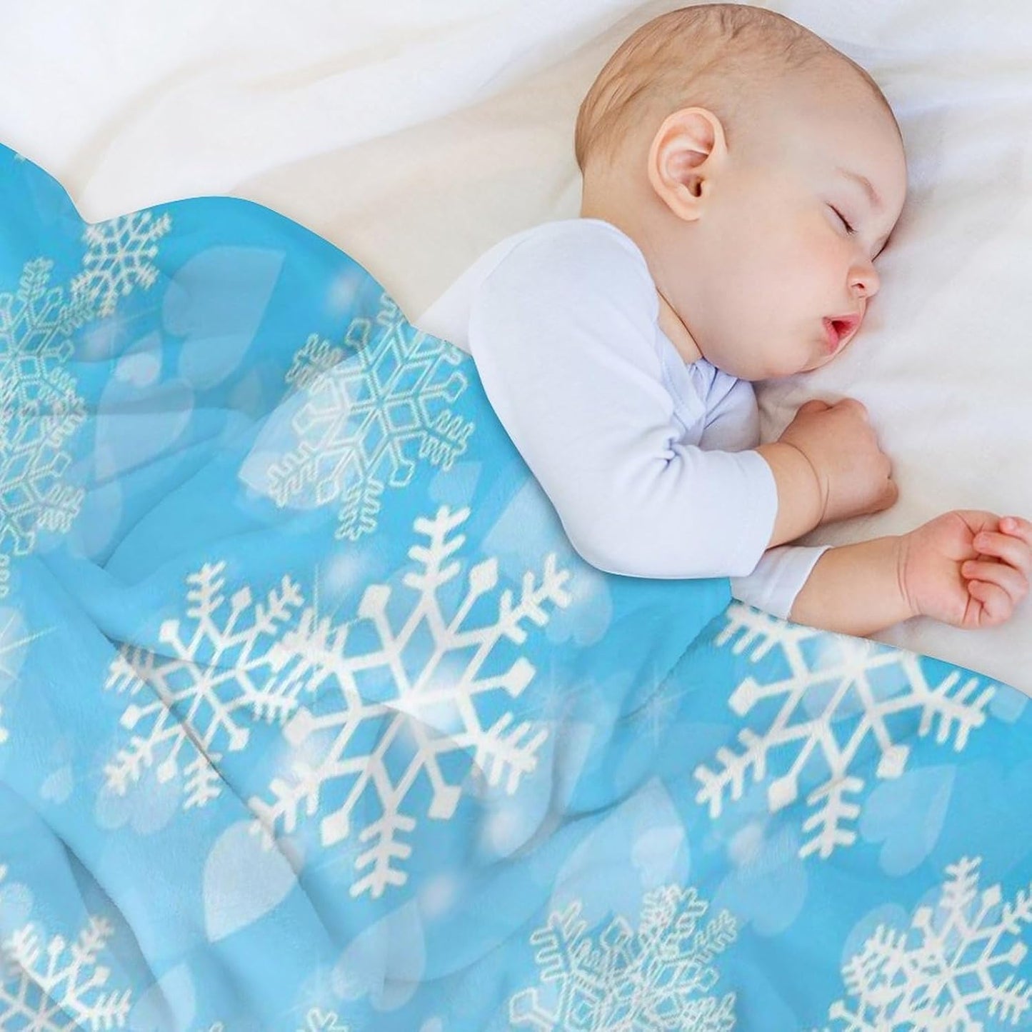 Winter Snowflake Throw Blanket for Couch Super Soft Warm Lightweight Throw Blankets Cozy Flannel Bed Blanket Cute Decorative Blankets for All Seasons Home Decor Gift 50"*60"（130 * 150cm）