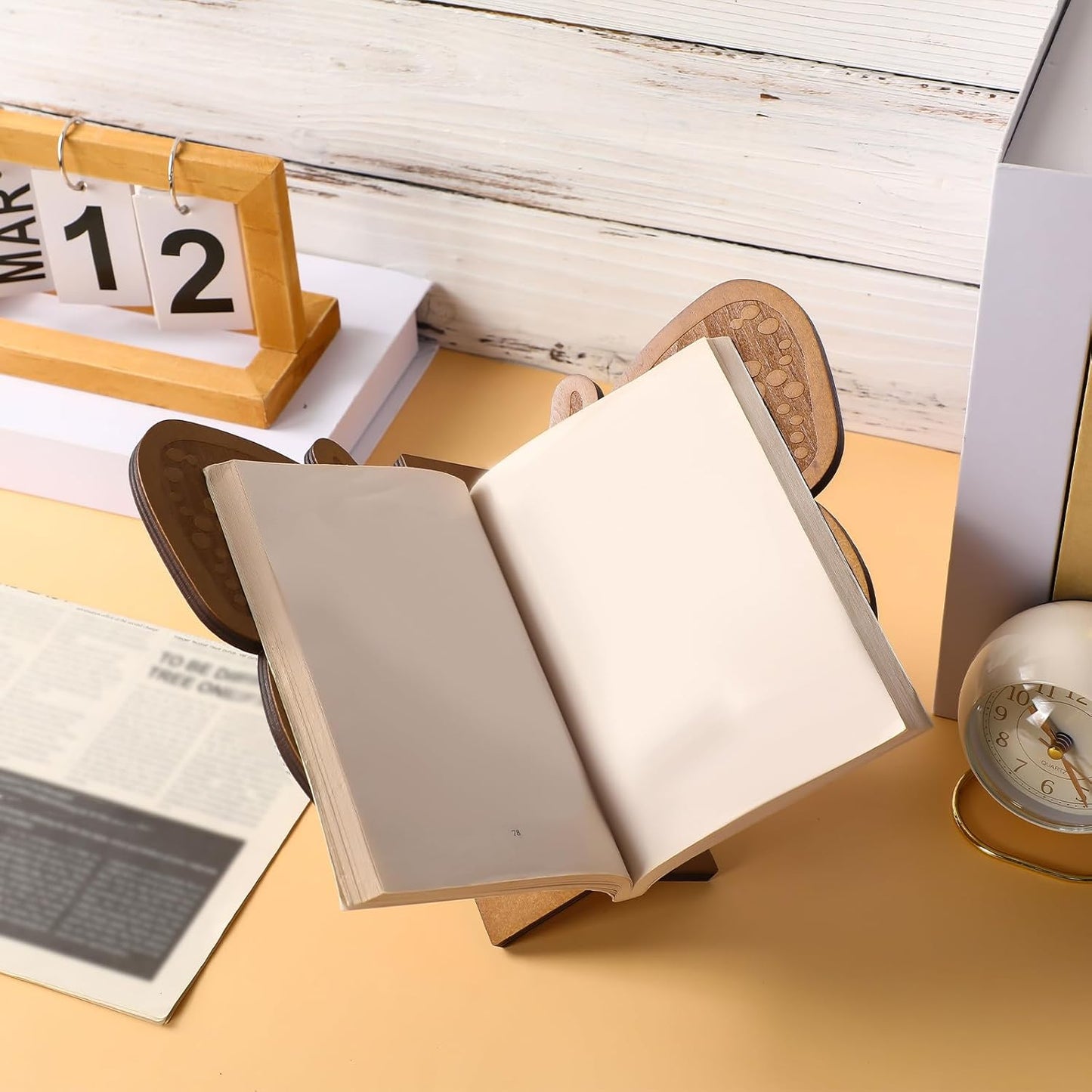 Butterfly Book Stand Gifts Wooden Open Bible Holder Adjustable Wood Bhagwat Geeta Book Stand Holiday Gifts Brown for Magazines Art Quran Textbooks