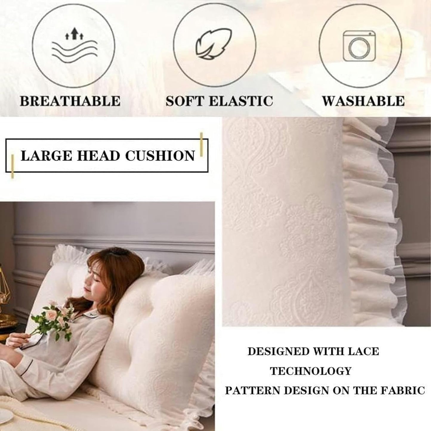 Upholstered Rectangular Headboard, Thick Tatami Bed Soft Pack Removable Reading Pillow Bedside Cushion Pads Bed Waist Pad Bed Rest Pillows(Pink,180cm)